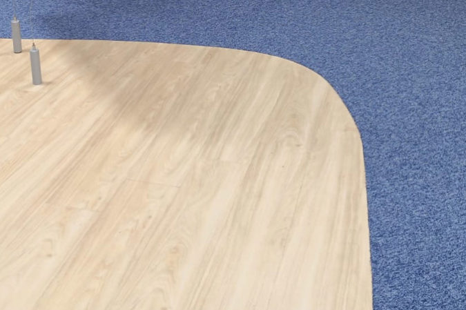 Suelo plástico autoportante Virag y moqueta Modulyss en oficinas transporte Gefco